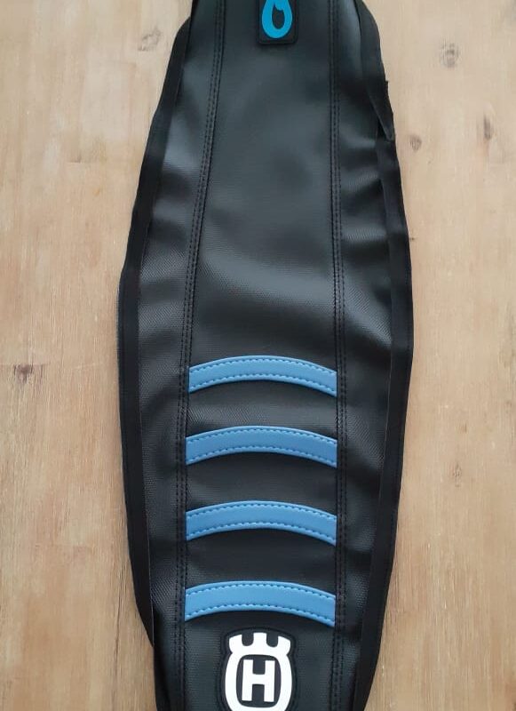 Husky 2017-19 FE  2016-2018 FC black with light blue FFS strips and blue labels. White H logo